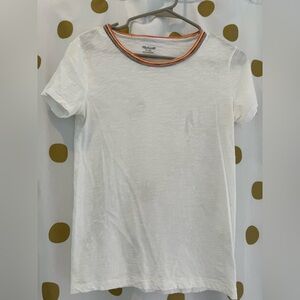 White Madewell t-shirt with rainbow neckline